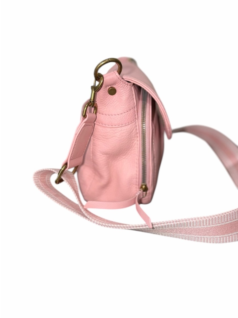 American Leather Co. NWOT Marino Blush Pink Leather Flap Crossbody Bag - Picture 9 of 9